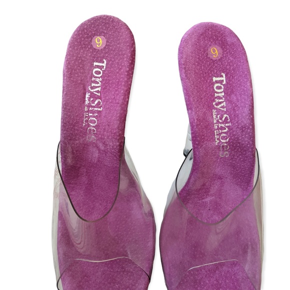 Tony Shoes Platform Clear/Fuchsia Glittery Sandals - Picture 7 of 11